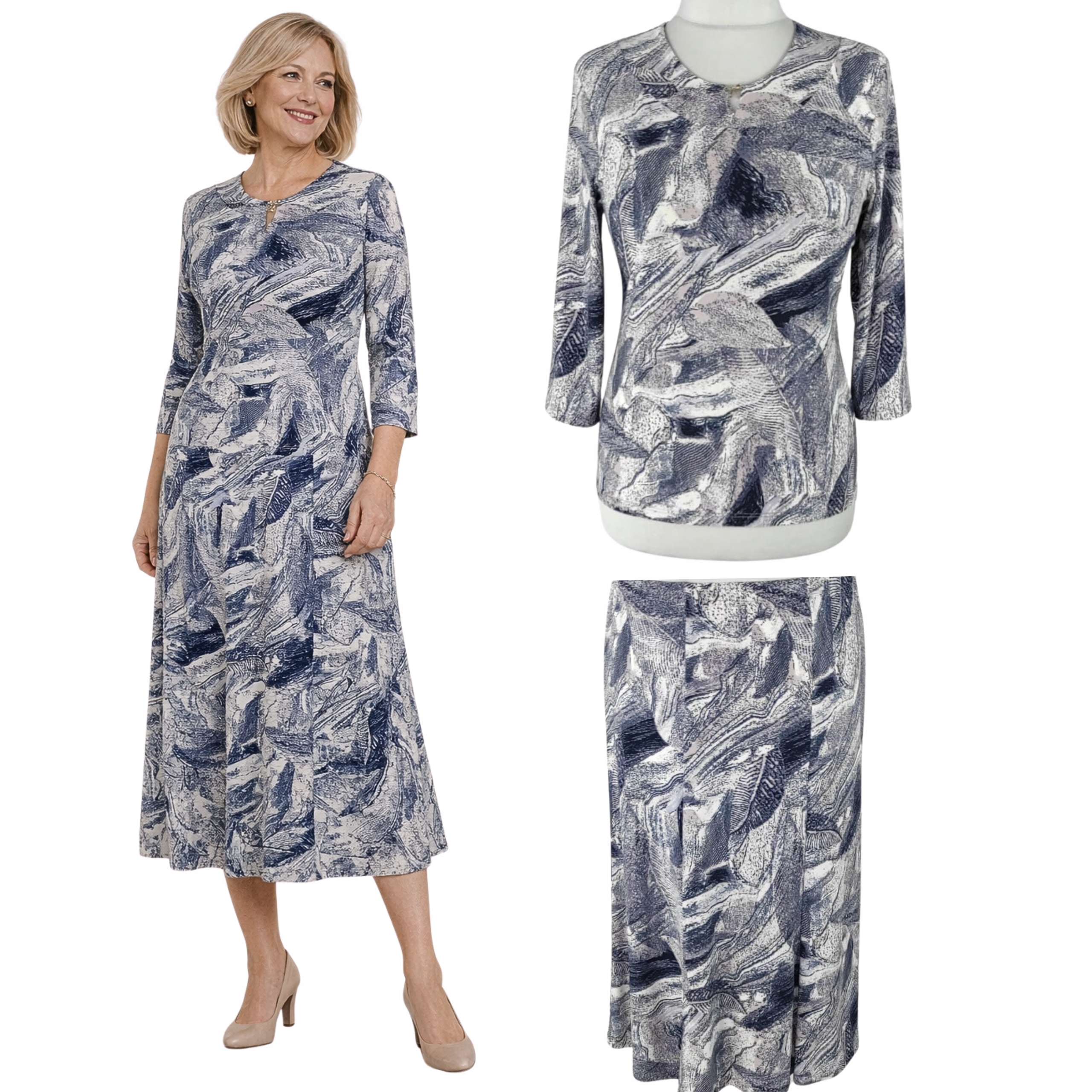 Bluzka spódnica komplet 58 7XL (38-58 M-8XL) garsonka rozmiary Kamilea