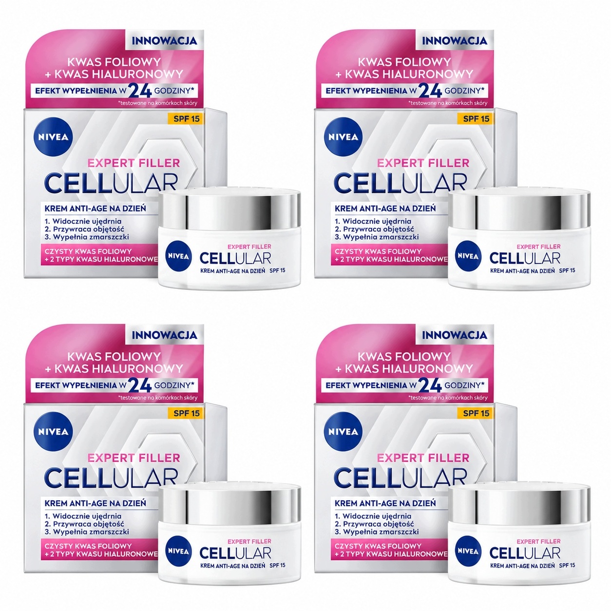 Nivea Cellular Anti-age Ujędrniający Krem do twarzy na dzień SPF15 50ml x4