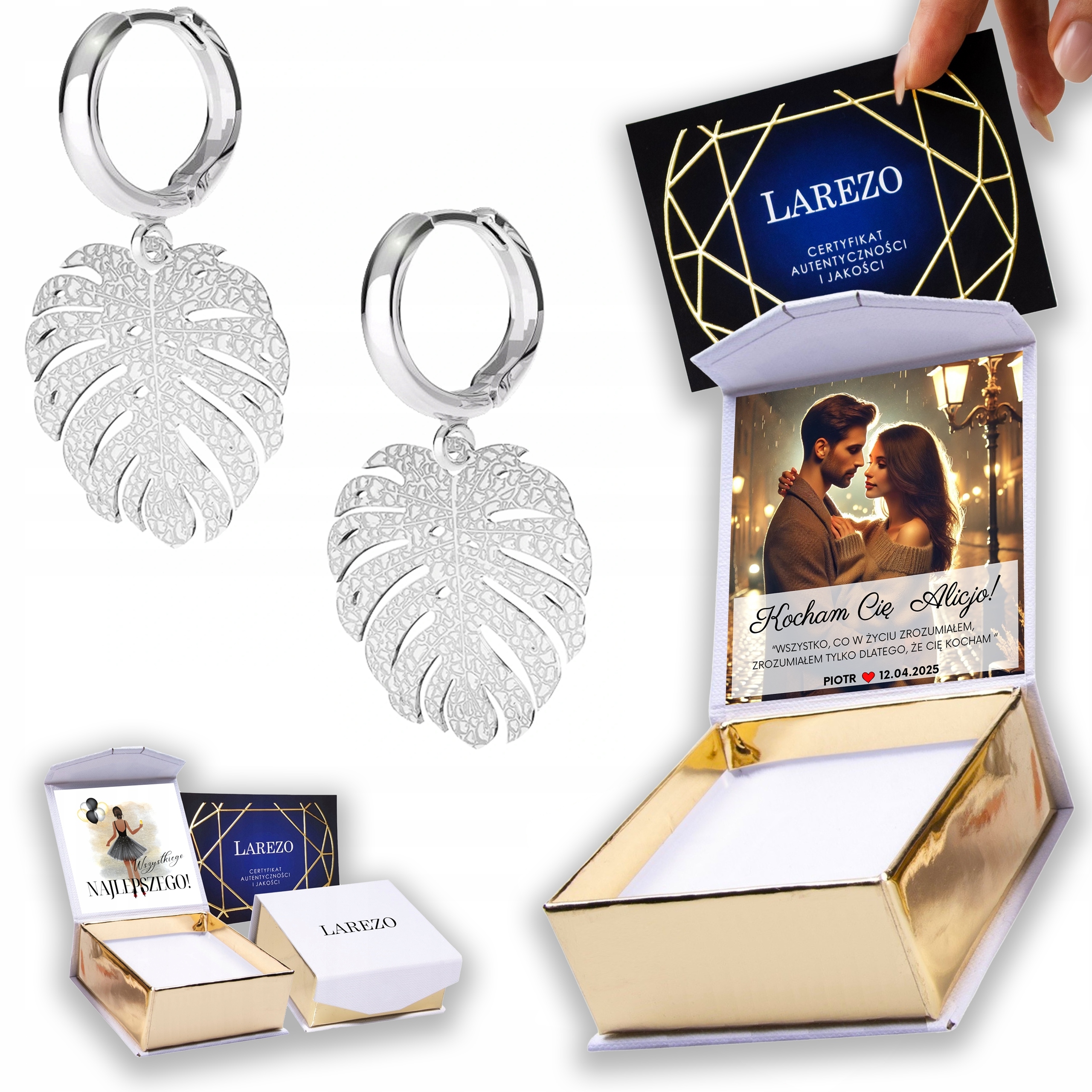 Stříbrné Náušnice 925 Listy Příroda Plech s Listem Rostlina Potisk