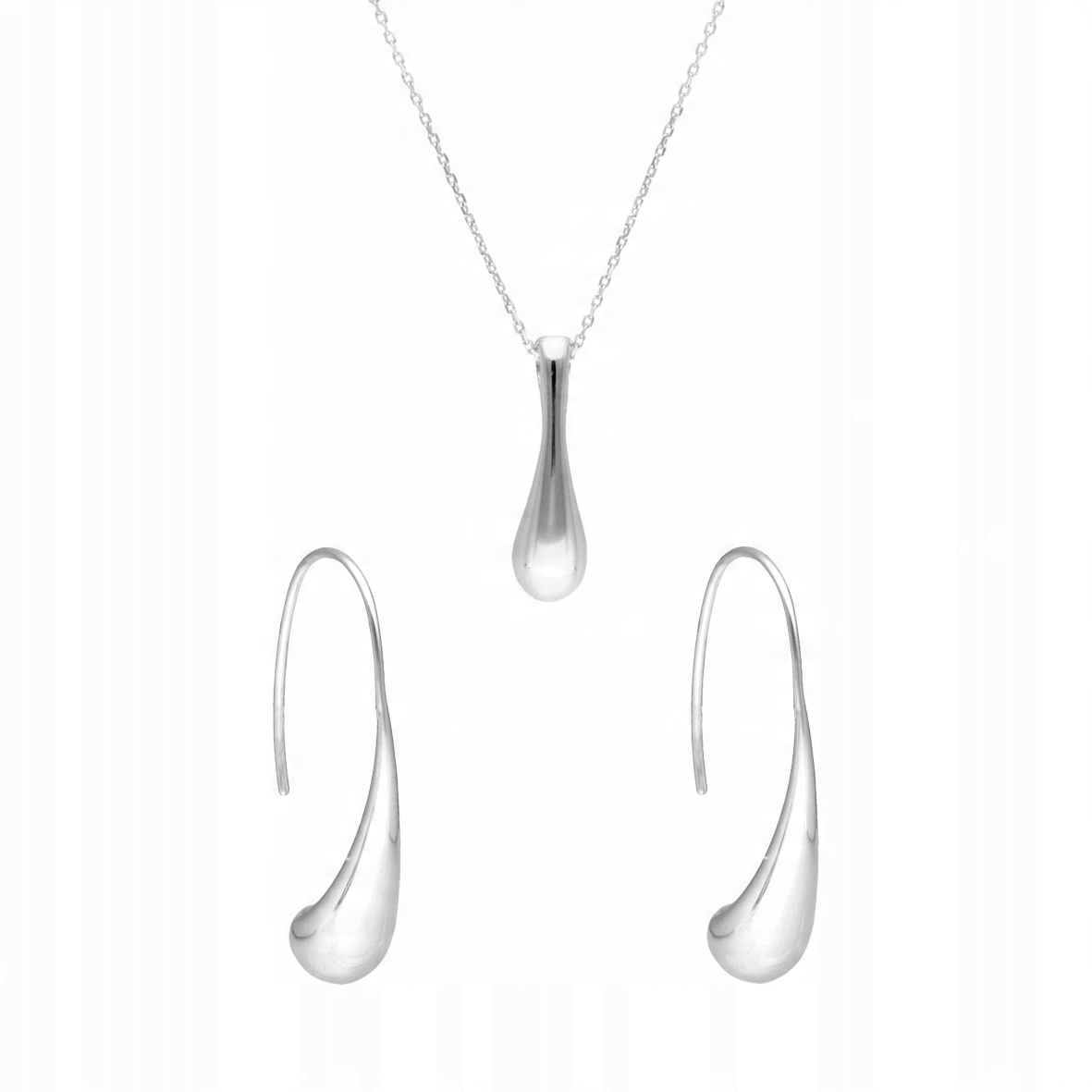 Komplet kapek slzy stříbro rhodiované