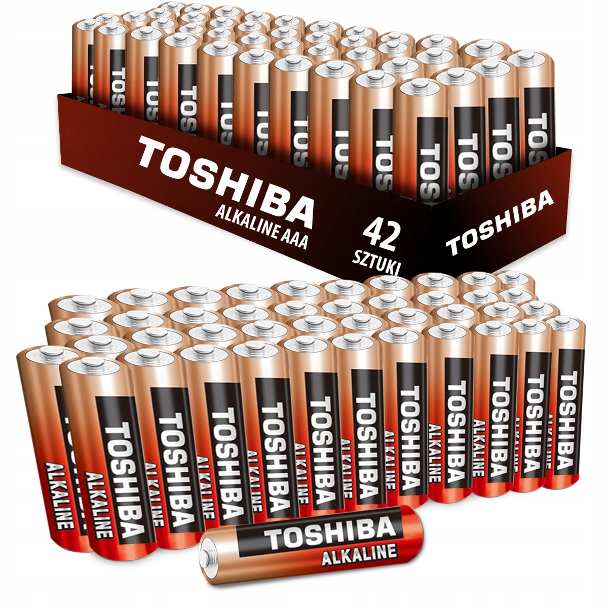 42x BATERIE BATERIA ALKALICZNE PALUSZKI TOSHIBA AAA LR3 R3 ZESTAW