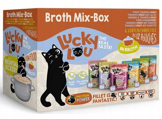 Levně Lucky Lou Extrafood Broth-Mix-Box Multipack ve vývaru, sáčky 12 x 70 g