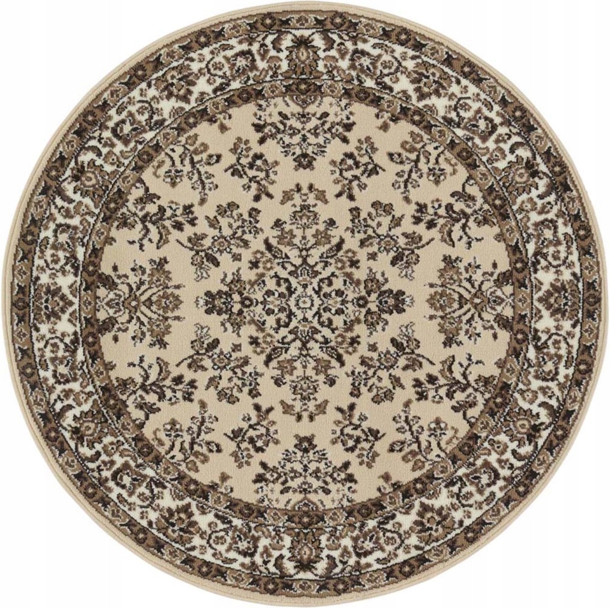 Kulatý koberec, béžový krémový tradiční vzor 140 Cm