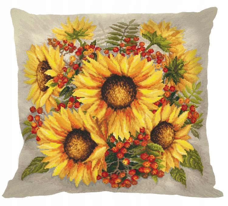 Výšivka Sada s mulinkou Polštář Slunečnice