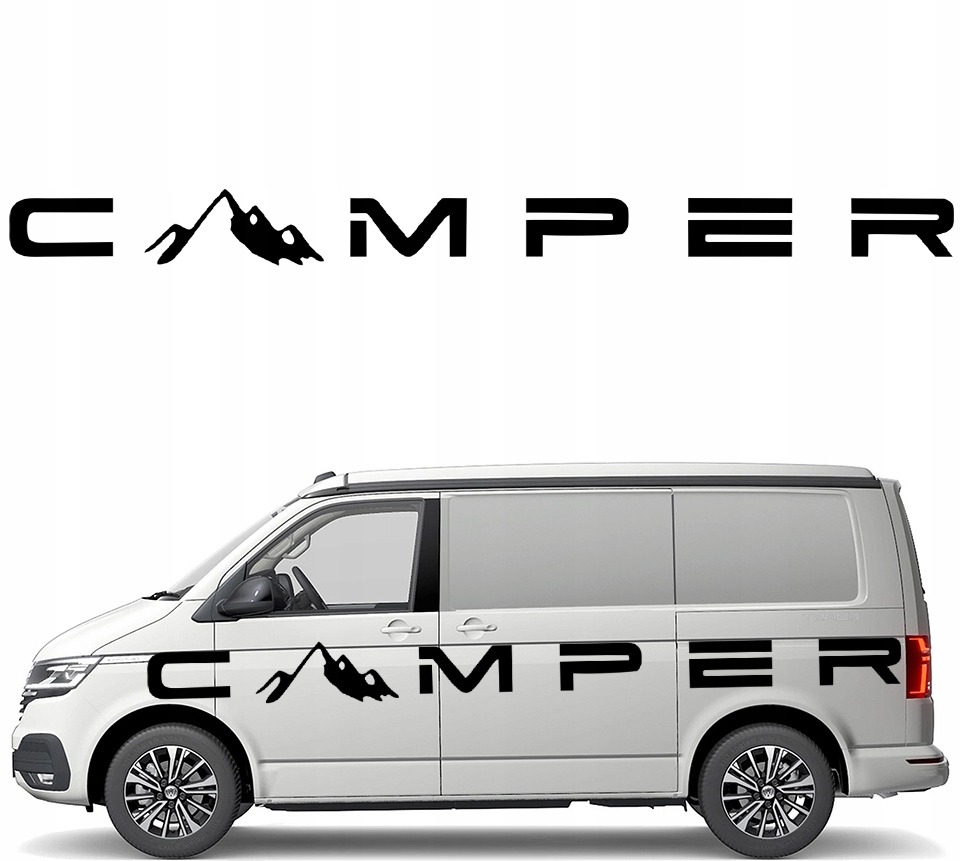 Samolepka Grafika na auto karavan Hory Mountains Camper Camping 17x209