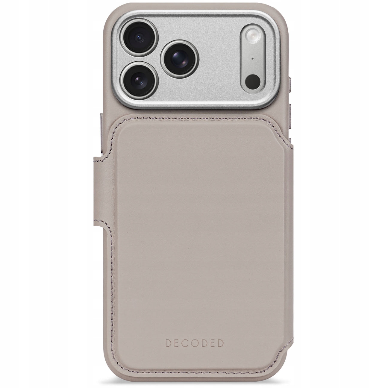 Decoded iPhone 17 Pro Max Case – Kožené puzdro s priestorom na karty, Béžové