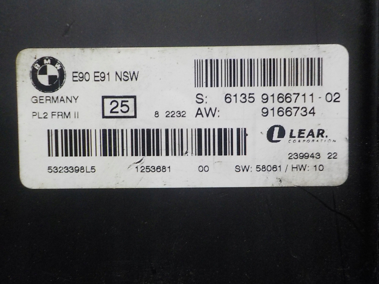BMW X5 E90 modulo luci 9166711 6135 9166711 25
