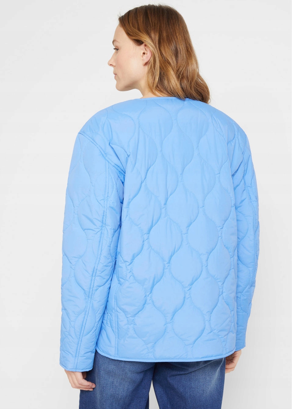 SA37 KURTKA DAMSKA PIKOWANA PRZEJŚCIOWA NA GUZIKI BONPRIX 48 NIEBIESKA Rękaw długi rękaw