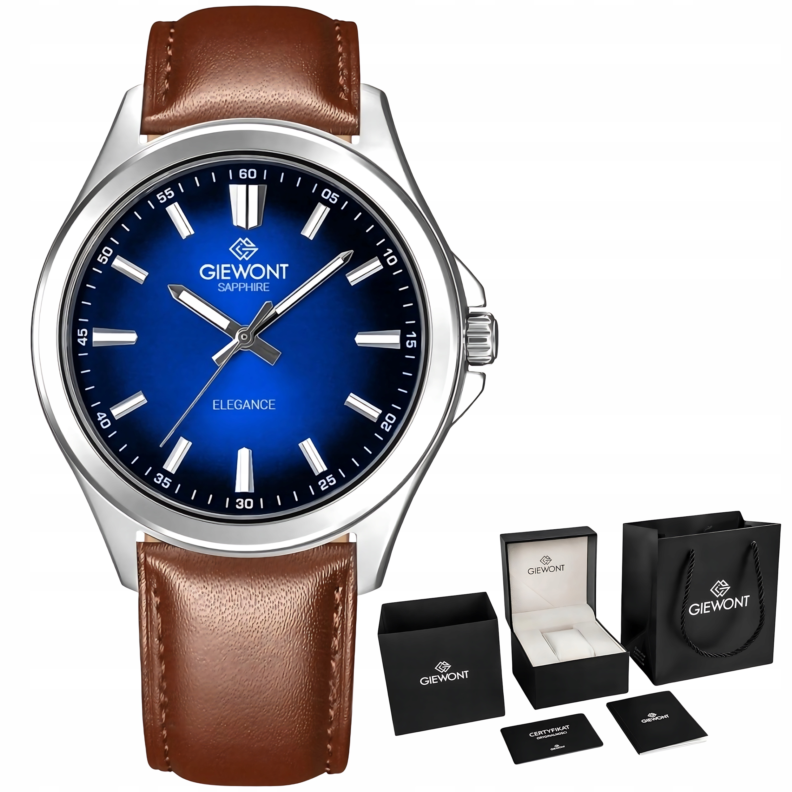 Pánské Hodinky Giewont GW5160-A4 Sklo Safírové Elegance Modrý WR30 Box