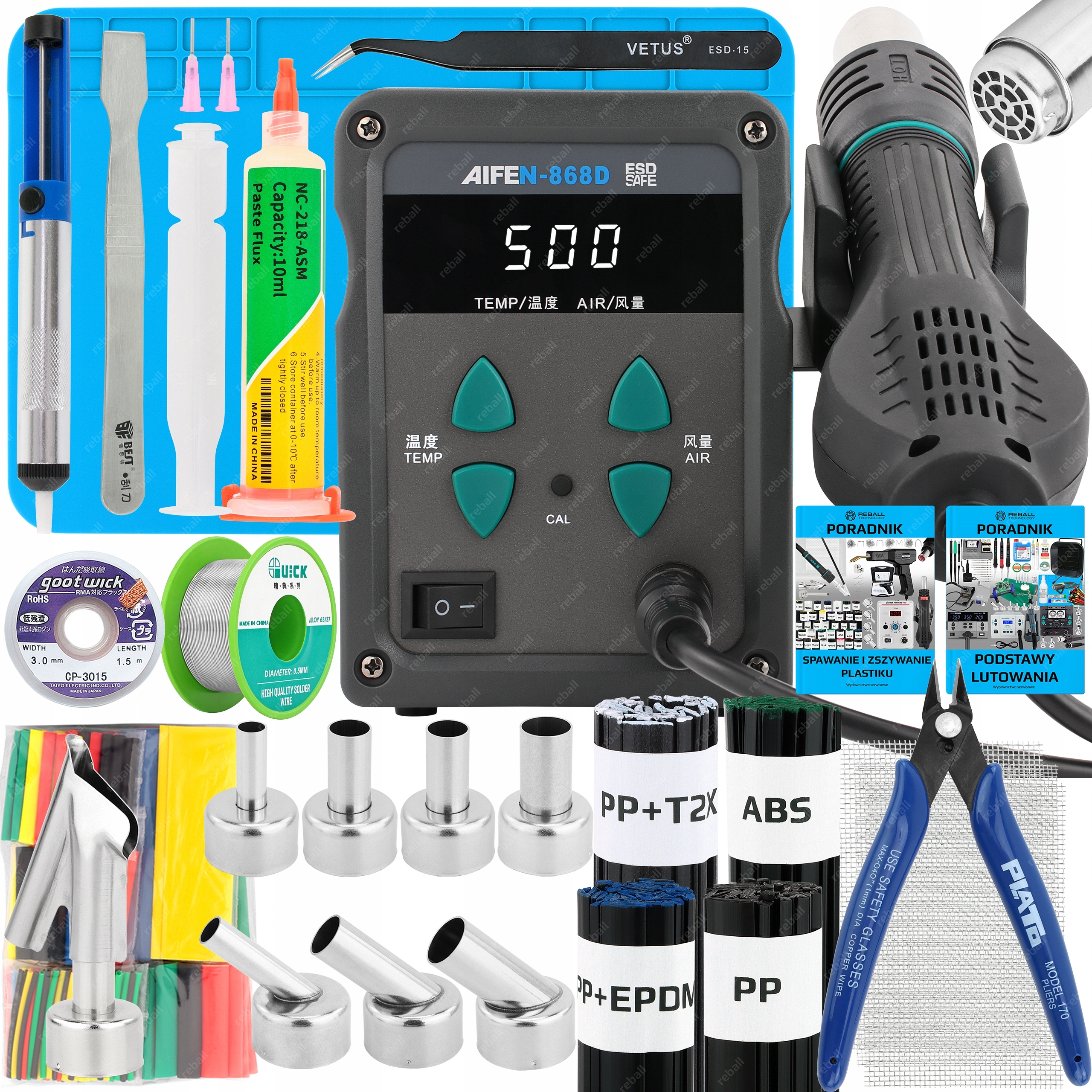 Set Pájecí Stanice Hot Air Svařovací Plast Aifen 868D 500C XXLv3