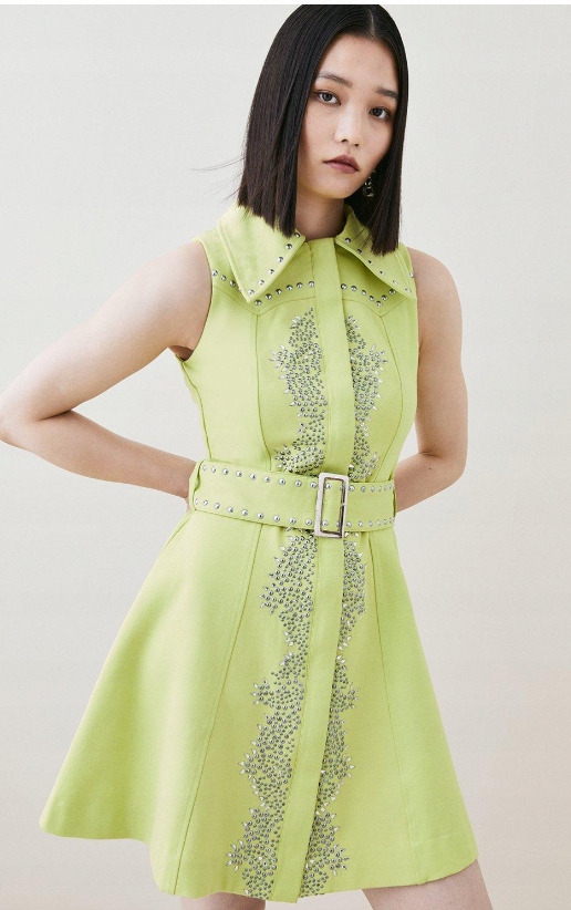 Karen Millen Sukienka Damska Zielona Mini 42 Yłf