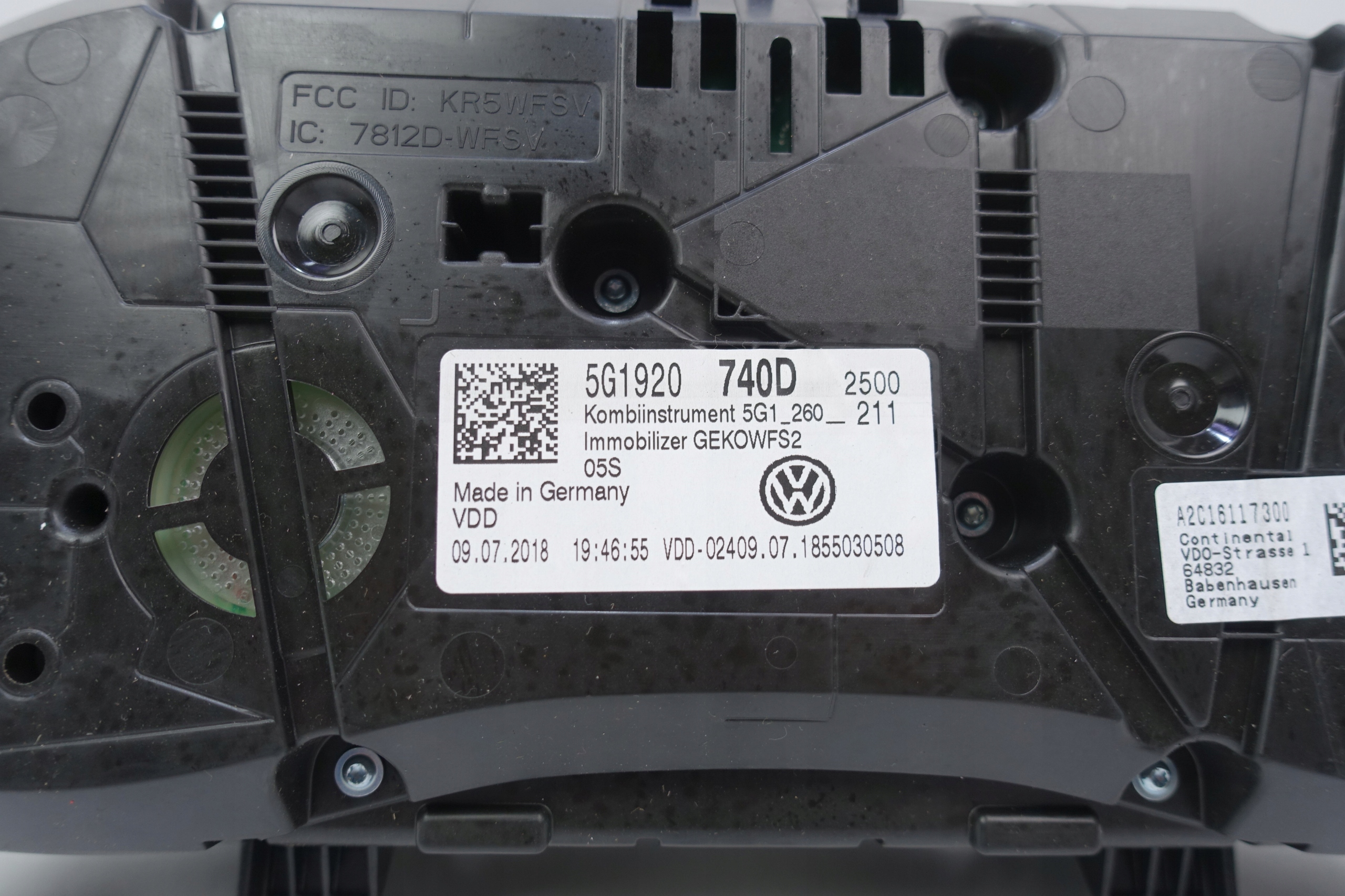 dials dials VW GOLF VII 7 5G 52156KM 5G1920740D