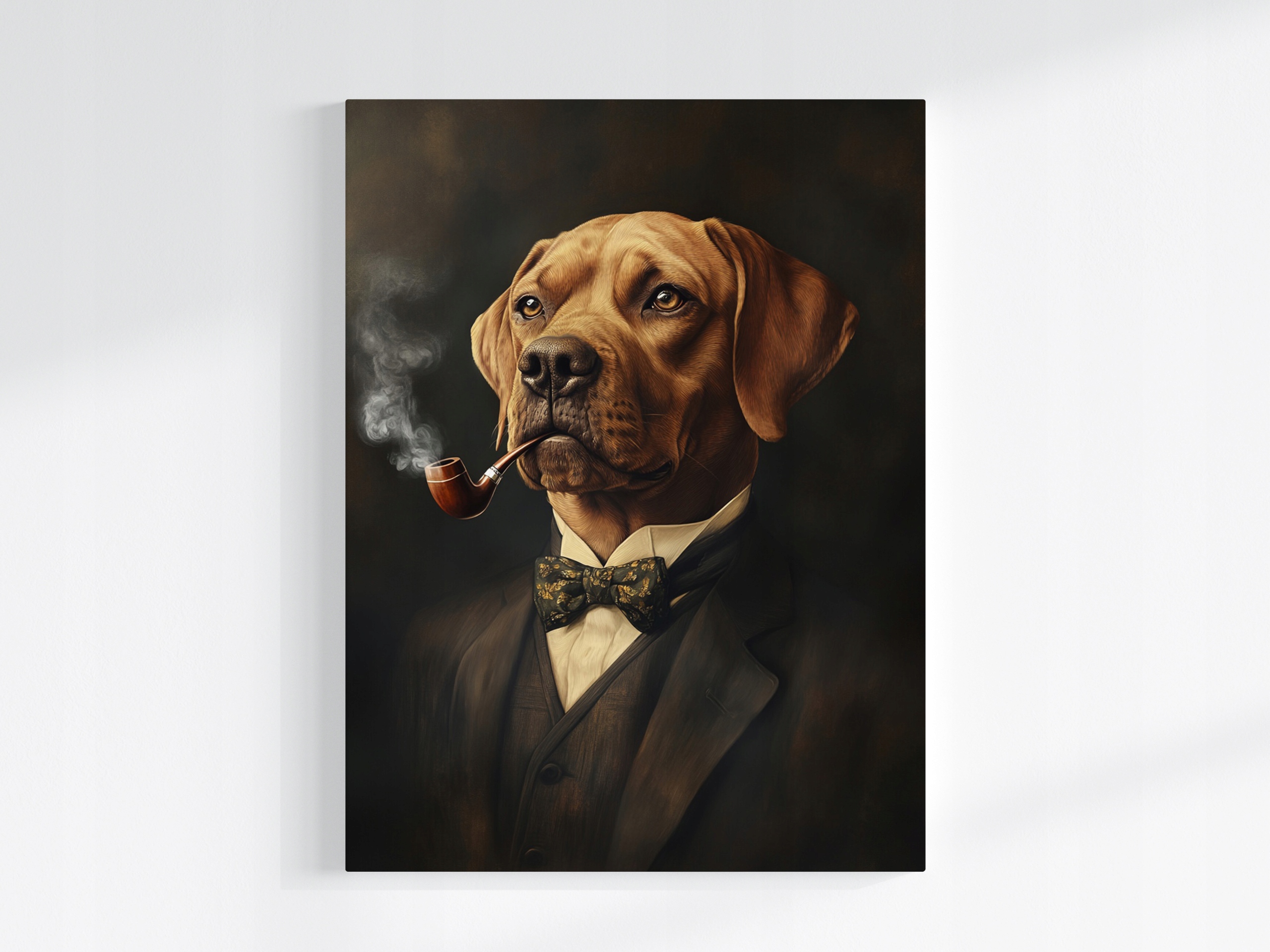 Obraz Na Plátně Canvas Portrét Psa Gentleman Kouření Fajka Retro 60x80