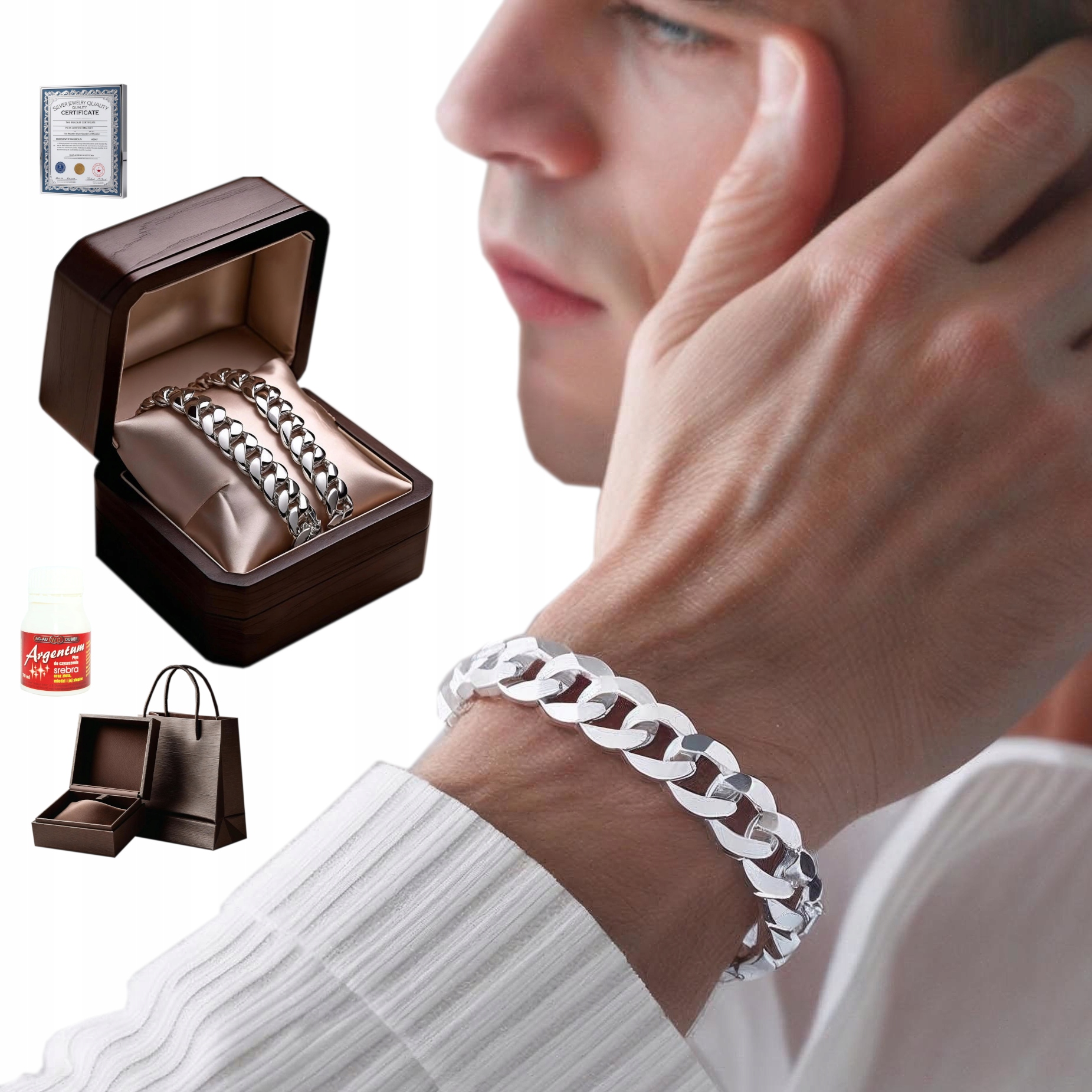 Pánský stříbrný náramek Elegantní Pancíř Stříbro 925 Dárek pro chlapce