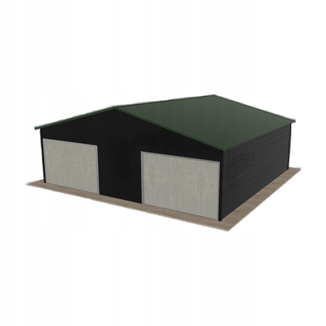 Plechová garáž 8x7.5 m dvoupolohová, dvoupolohová, černá