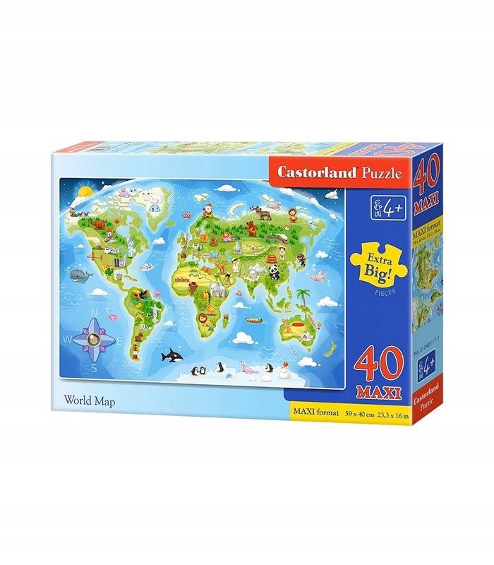 

Mapa świata Puzzle Maxi dla dzieci 40 el Geografia