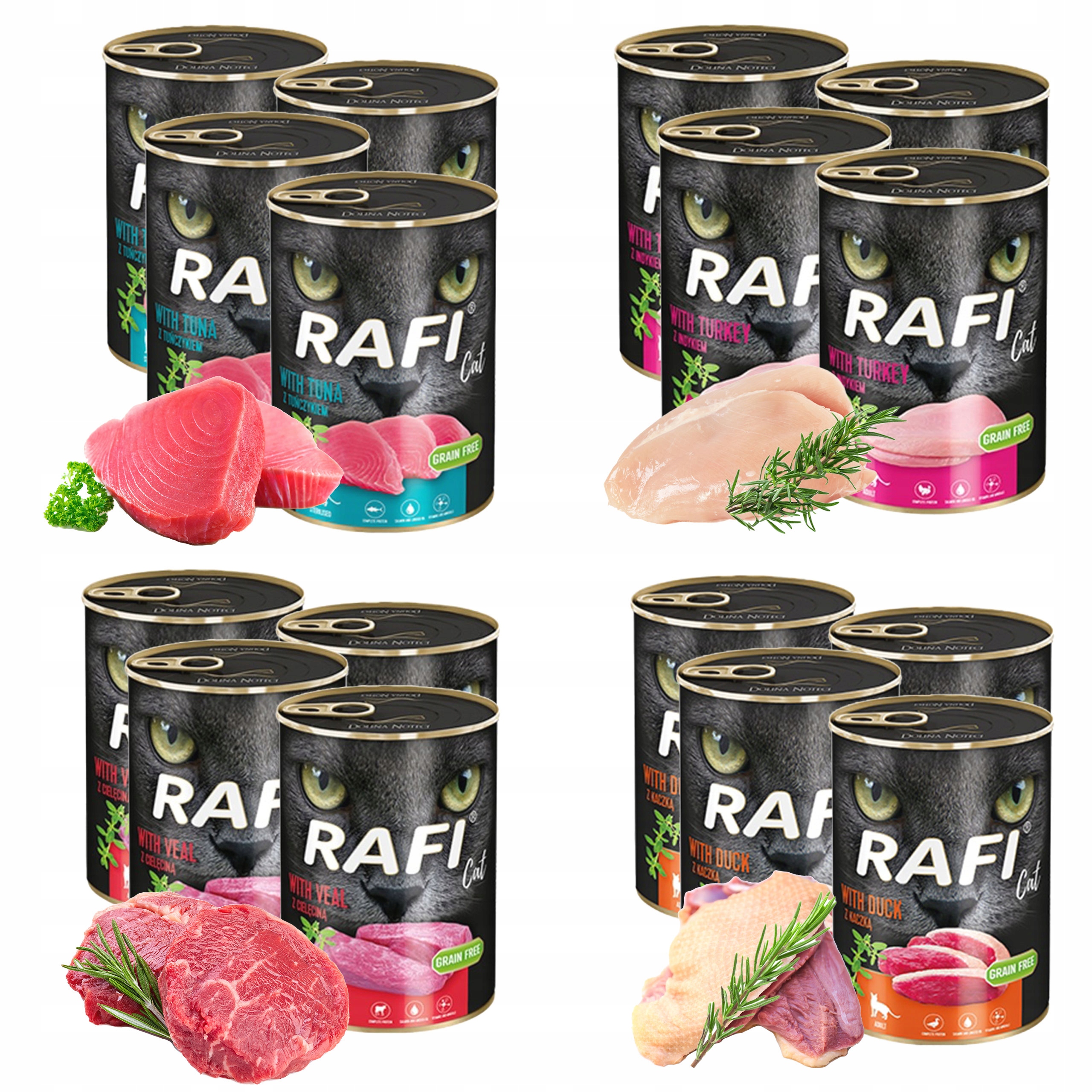 Levně Dolina Noteci Krmivo pro kočky Rafi Cat MIX 16 x 400 g