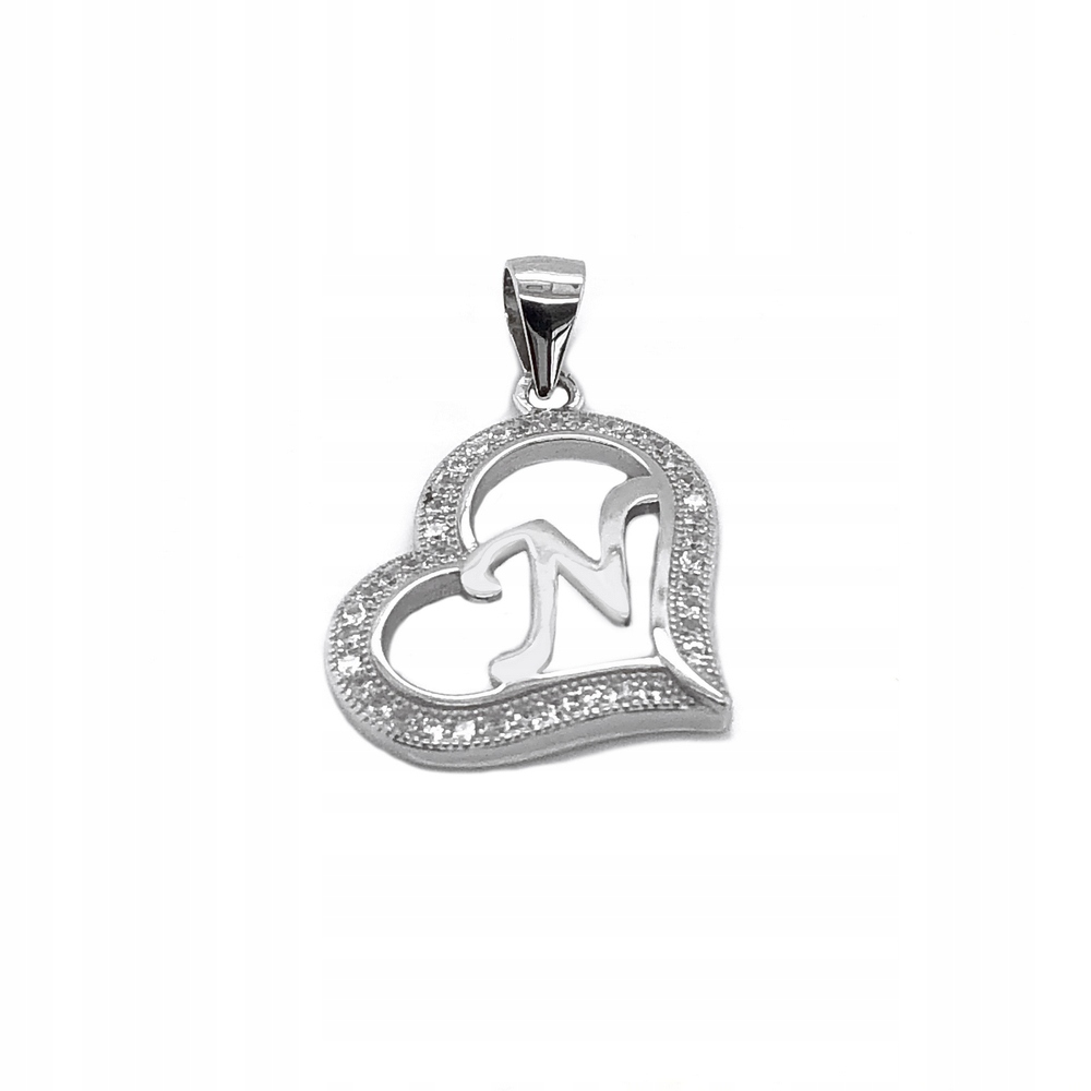 Písmeno N stříbrné v srdíčku Ag 925