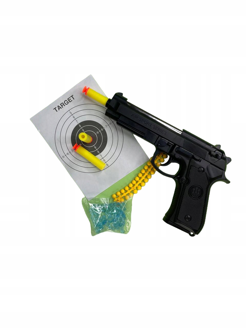 Pistolet dla dzieci z kulkami, żelowymi i miękkimi strzałkami jak NERF Kod producenta 5905178379185