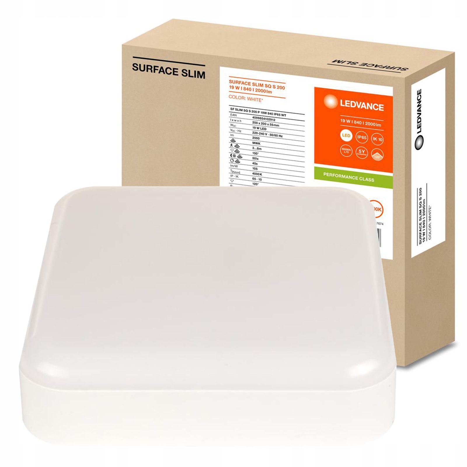 Led panel Svítidlo Stropní Svítidlo 19W 2000lm Snímač pohybu soumraku 20x20cm