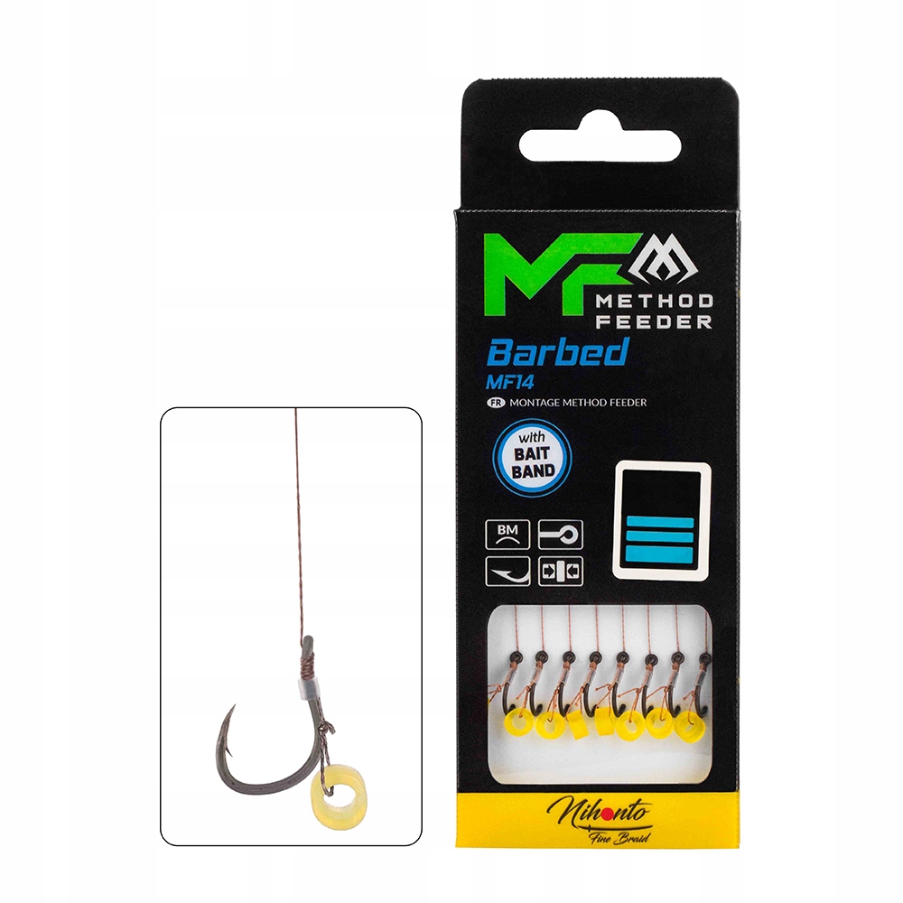 Gotowe Przypony Method Feeder #14 Plecionka Z Zadziorem Gumka 10cm/0,12 mm
