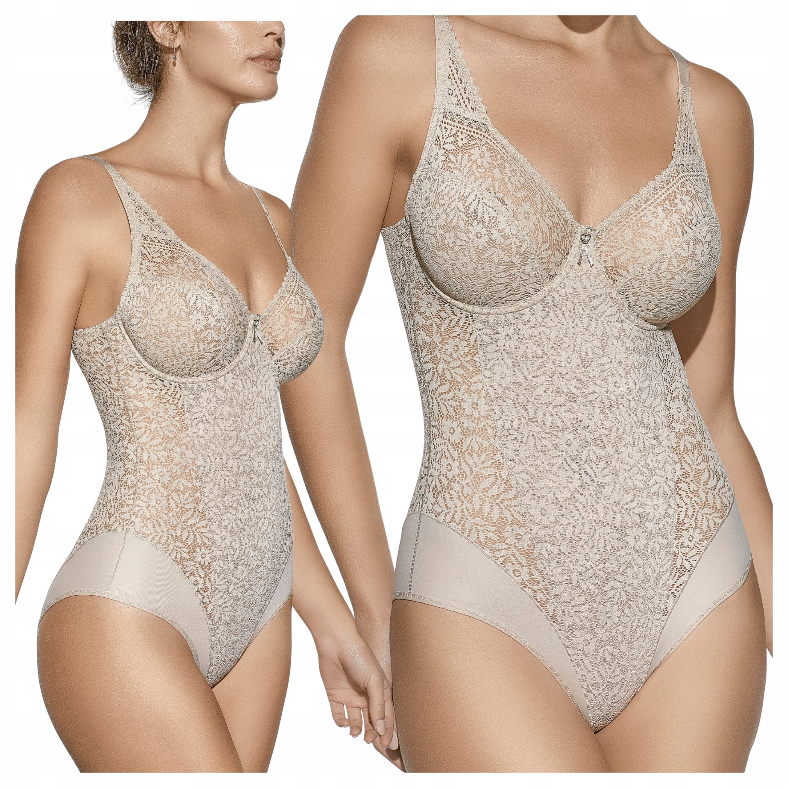 Dámské krajkové modelovací body Elegantní béžové elastické Selene 70C