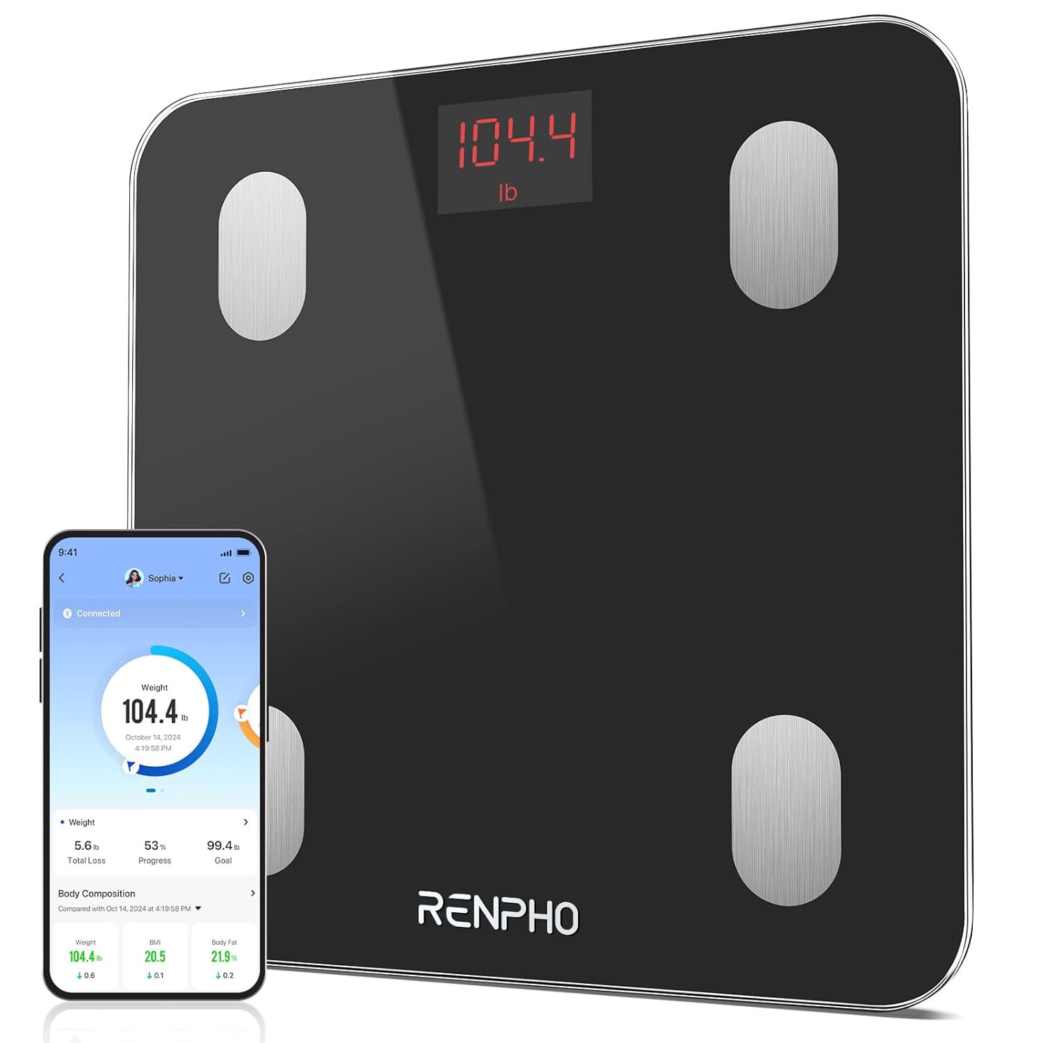 Renpho Waga łazienkowa Bluetooth 13 pomiarów składu ciała