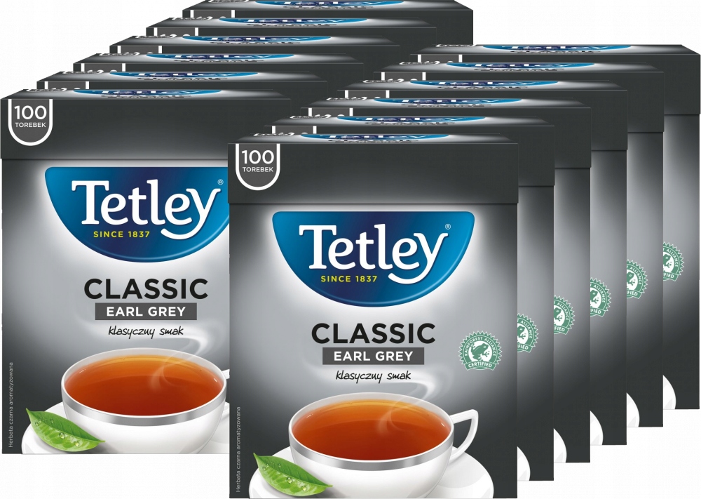 Herbata Earl Grey w torebkach Tetley Classic, 100 sztuk x 1.5g x12