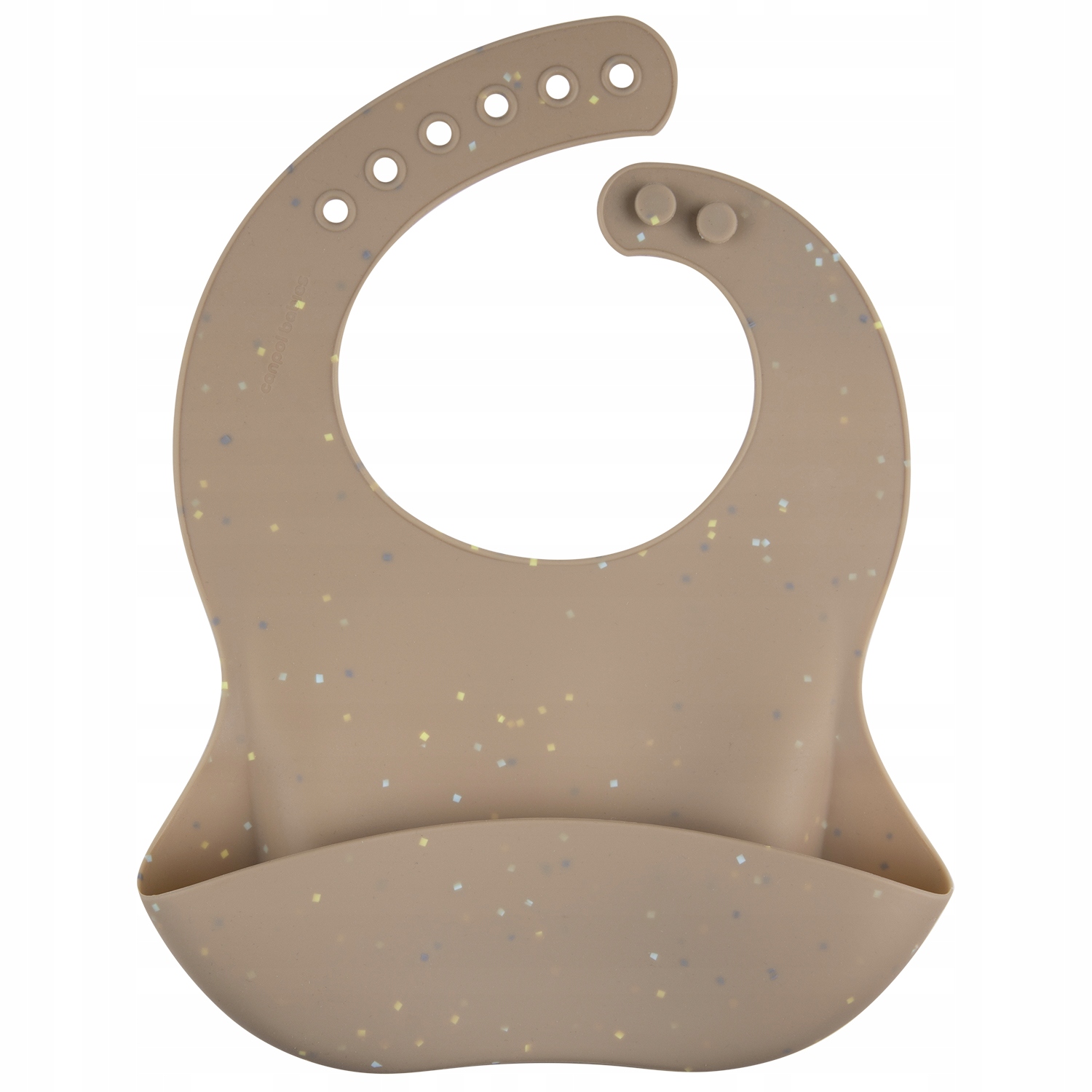 Canpol śliniak silikonowy z kieszonką DOTS BEŻOWY