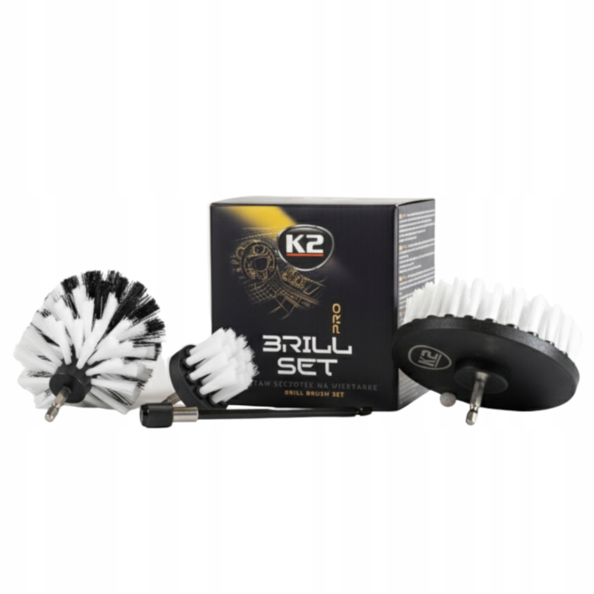 K2 Brill Set Pro Zestaw Szczotek Na Wkrętarkę Do Czyszczenia Tapicerki Kół