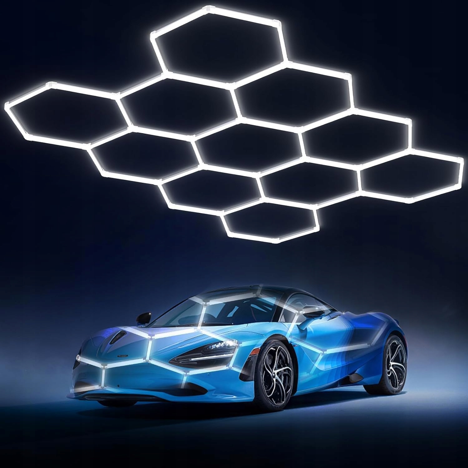 Led lampa Hexagón Panel Osvetlenie Dielňa Garáž Dom 383 x 227 cm 6500K