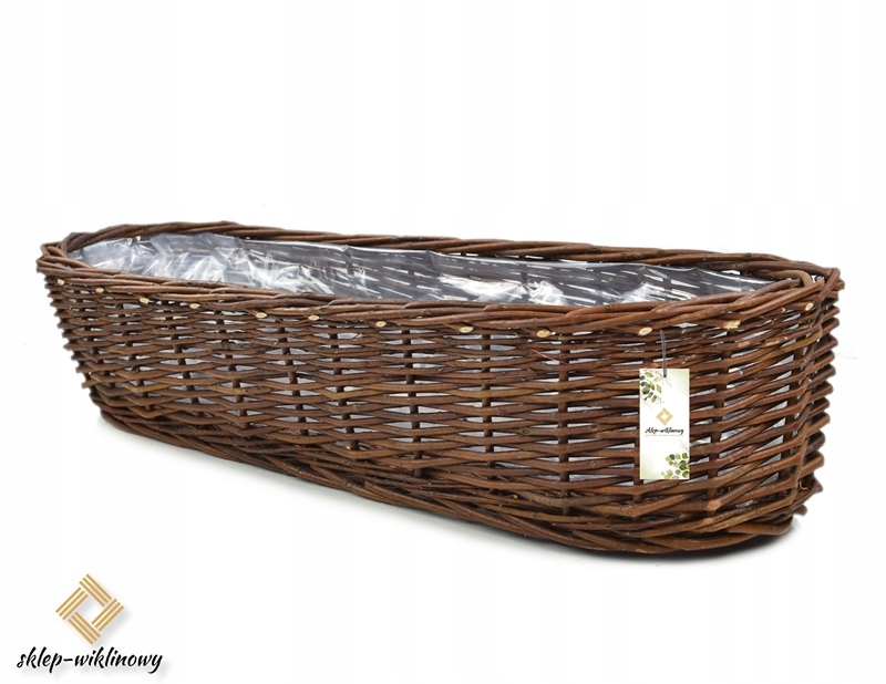 Květináč proutěný na květiny bylinky Obalka Korytko Květináč Krabice 80 cm