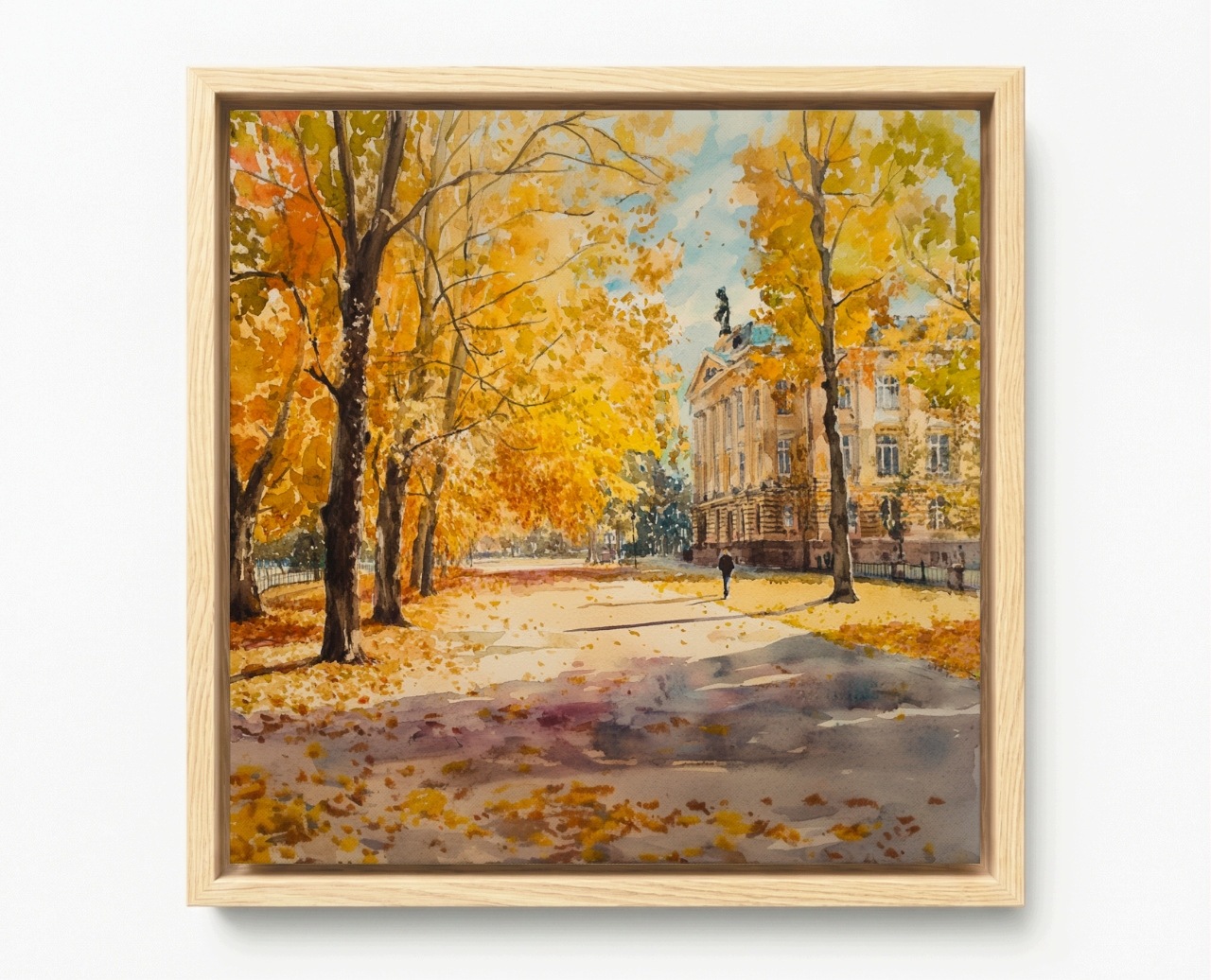 Obraz Rama American Box Město Ulice Park Podzim Stromy Procházka Pohled 40x40