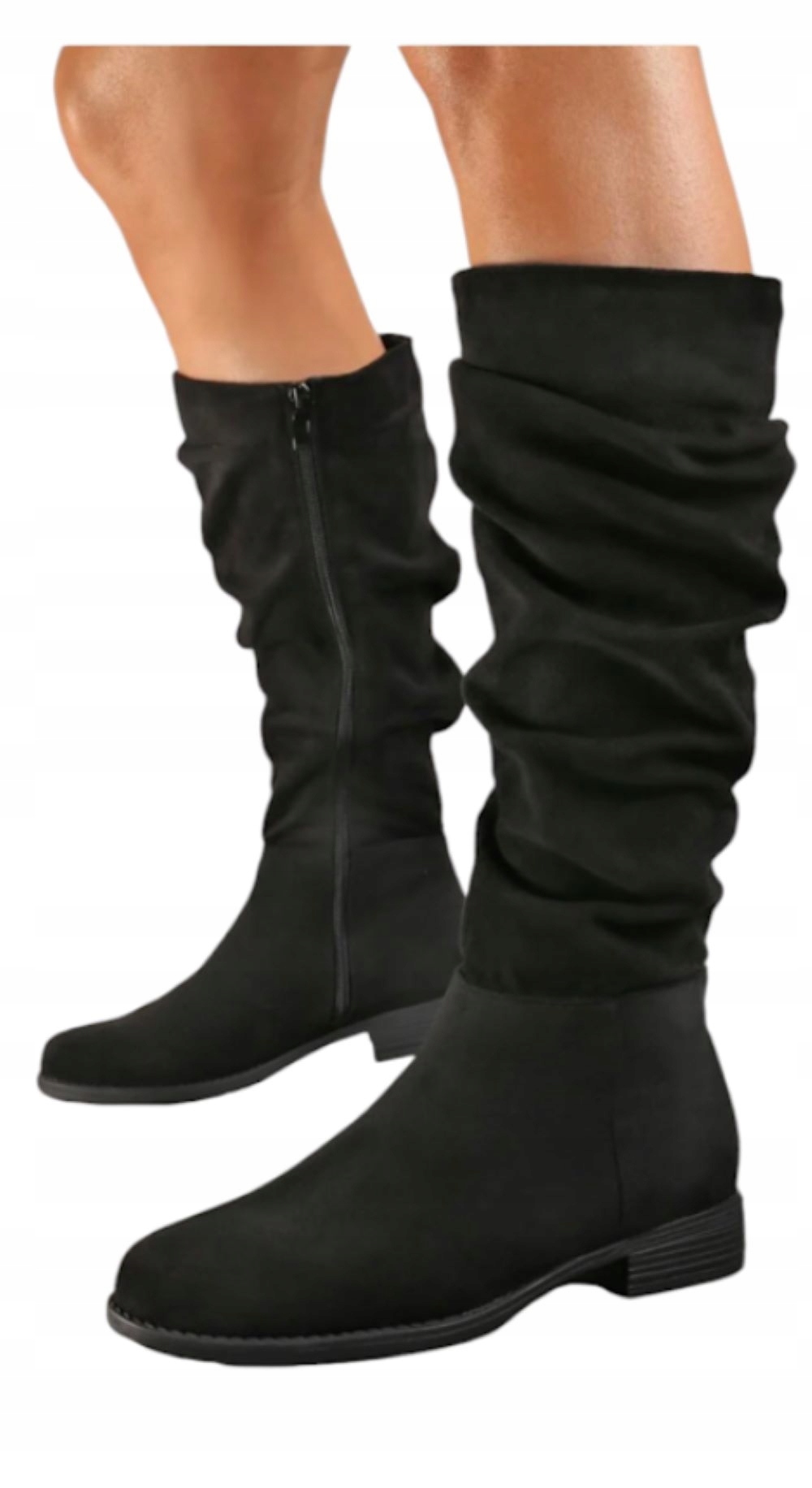 Dámské Semišové Kotníkové Boty na Nízkém Podpatku Kozačky Vysoké Kožené Černé 37