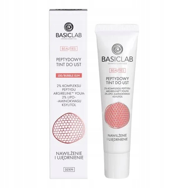 BasicLab Beauties 100/bubble gum, peptidový tint na rty, 15 ml
