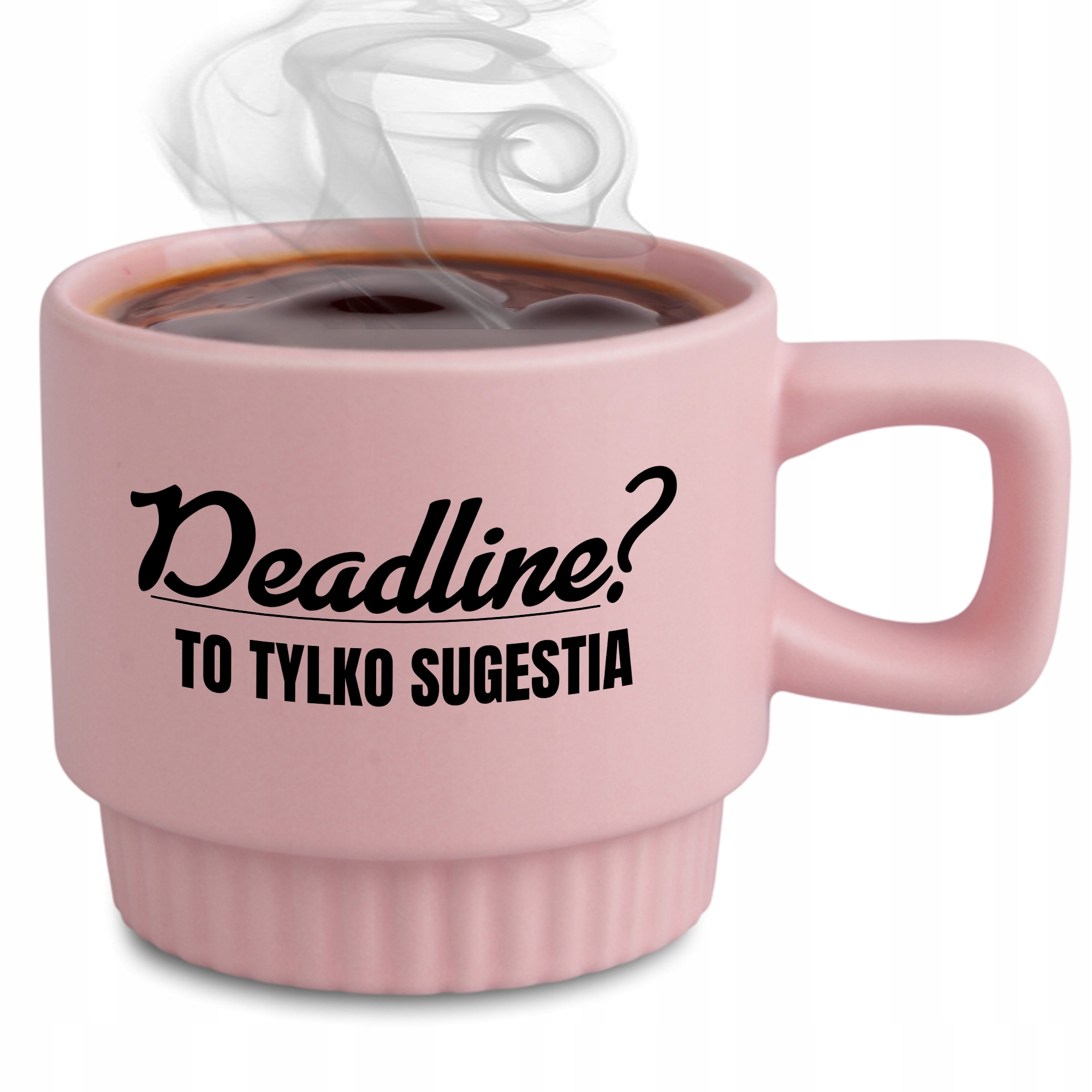 Ryflovaný hrnček ružový Deadline? Iba Návrh Darček do kancelárie práce