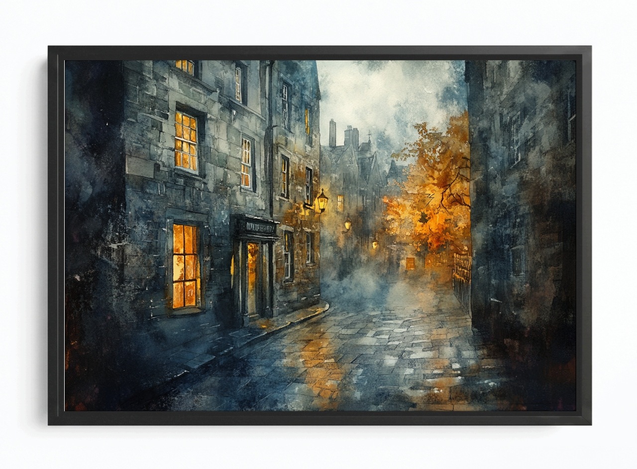 Obraz Rama American Box Město Edinburgh Ulice Večer Podzim Výhled 120x80