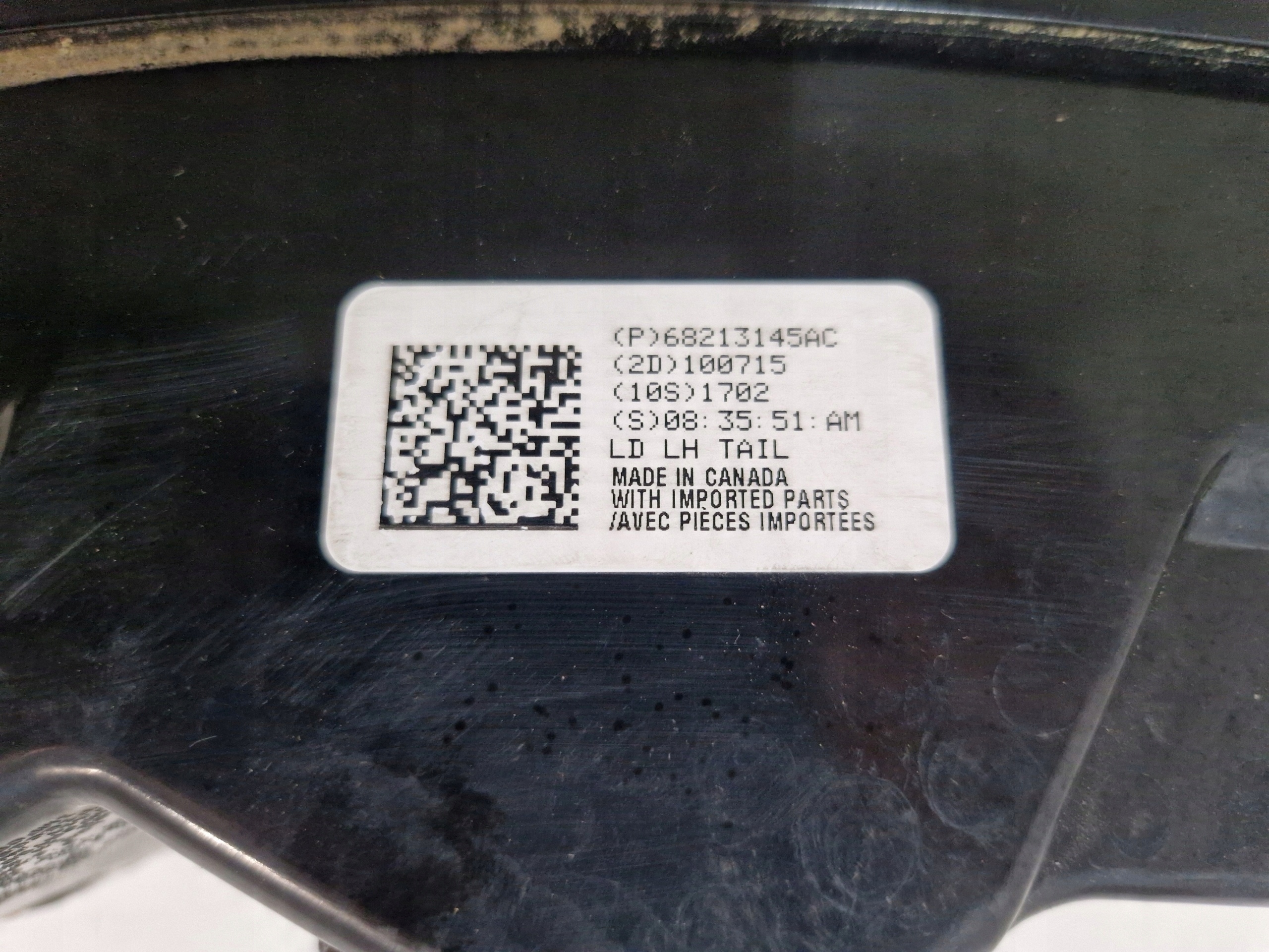 DODGE CHARGER 2015- light left rear part rear 68213145AC