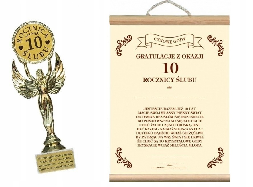 

Statuetka i dyplom na 10 Rocznicę Ślubu