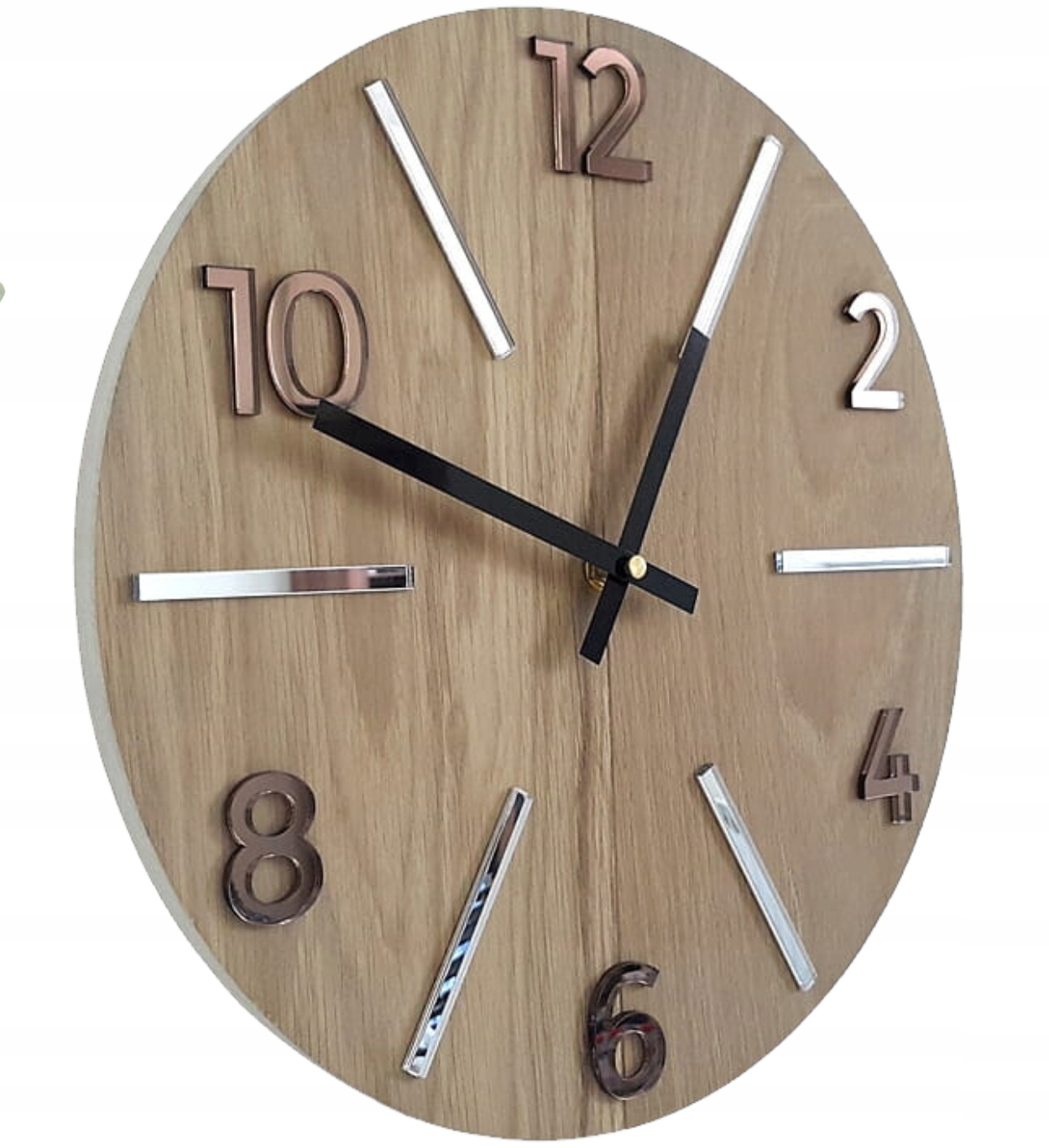 Nástěnné hodiny Dubový akrylový Aksel Wood Brown Mirror Kulatý