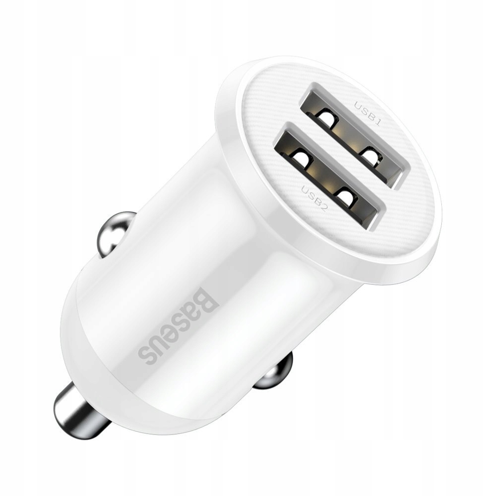 Ładowarka samochodowa do gniazda zapalniczki Grain Pro 2x Usb 4.8A biały