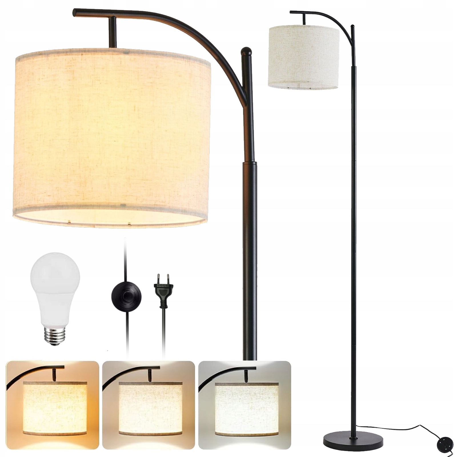 Moderní stojací lampa s tienidlem 154cm Led žárovka E27
