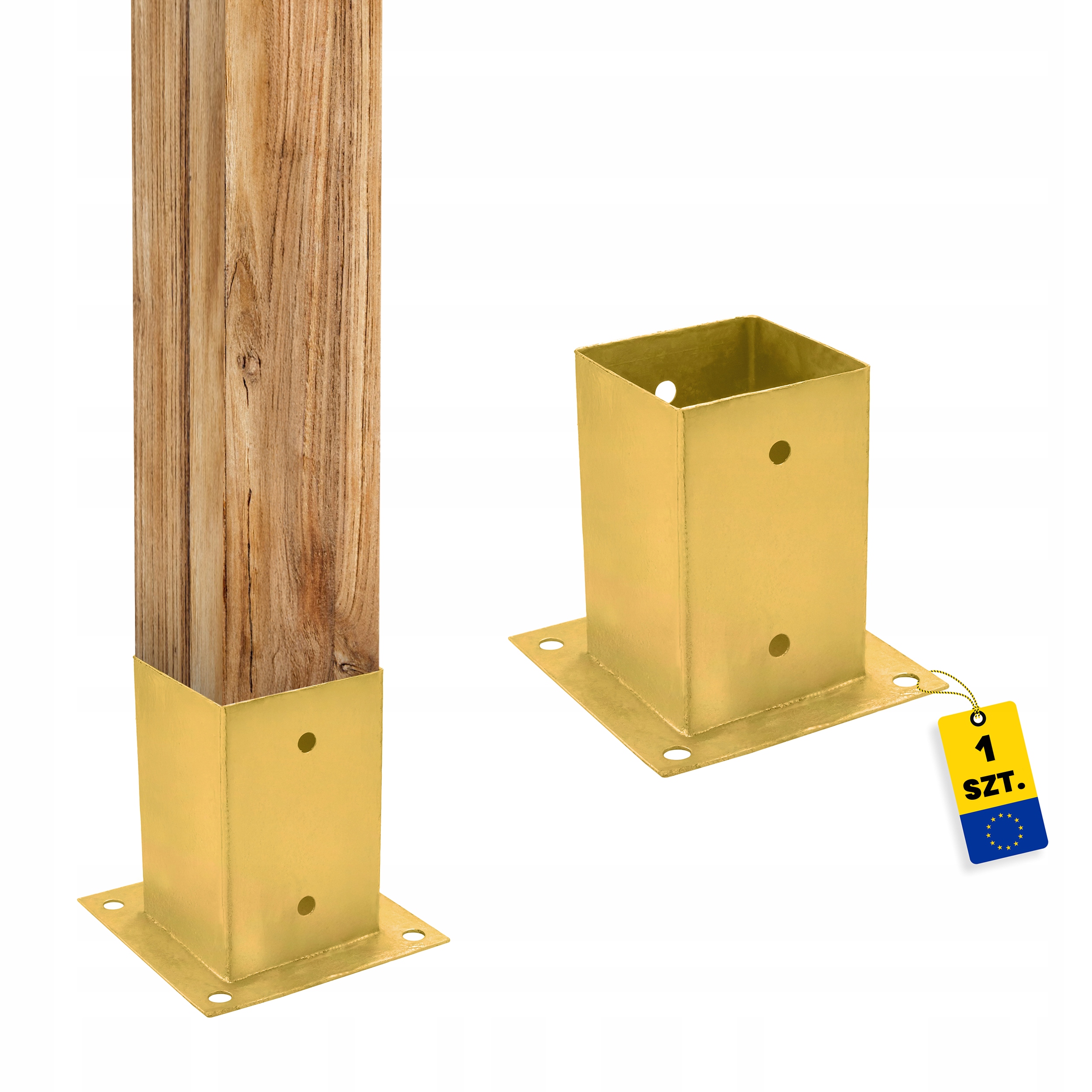 Základna Držák Sloupku 161x200 MM Psp Obdélníková Kotvící Kolík Zlatá Pro Betonu