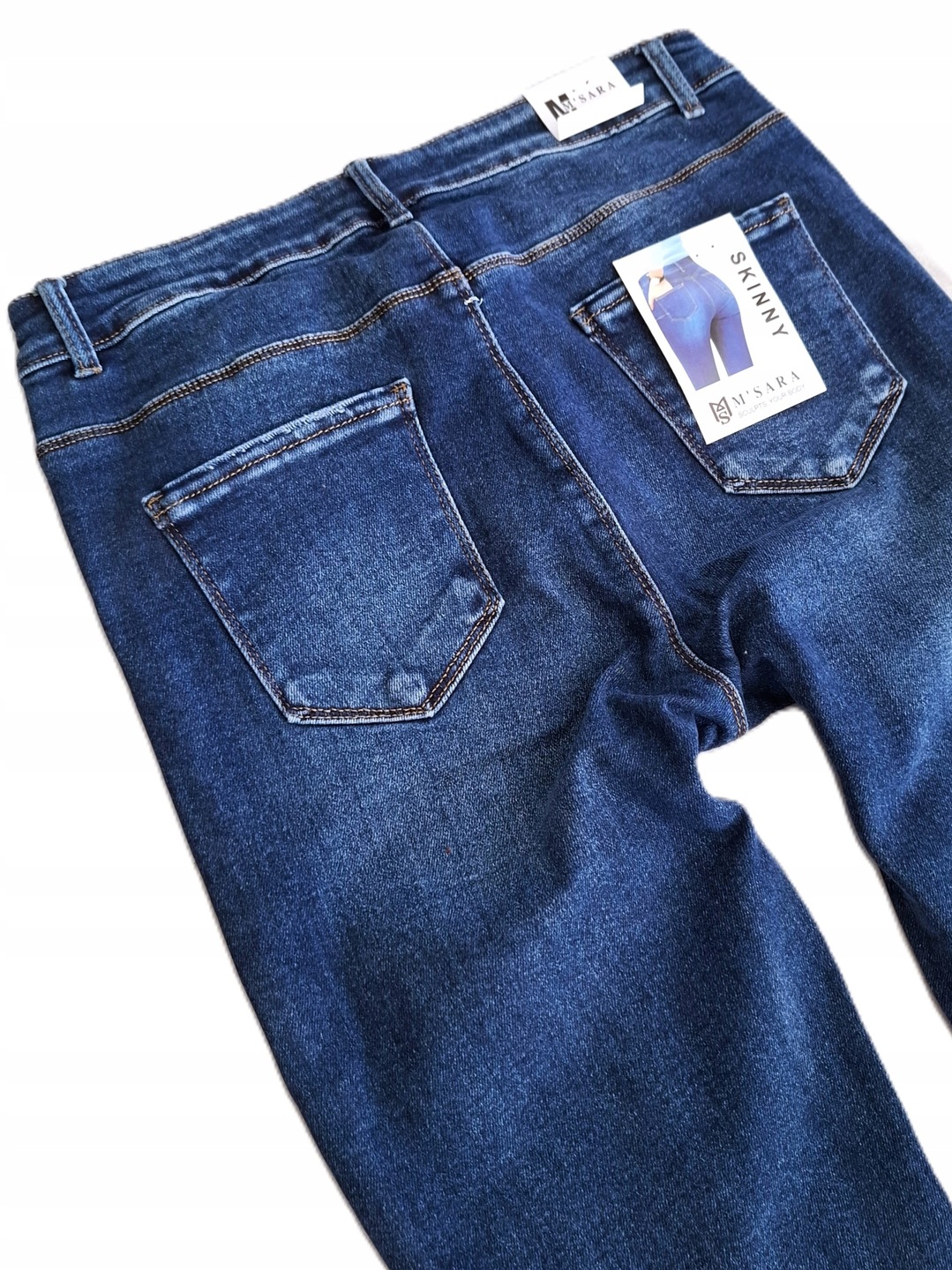 M.sara Damskie Jeansy Push Up Wyszczuplające Modelujące Blue Dopasowane