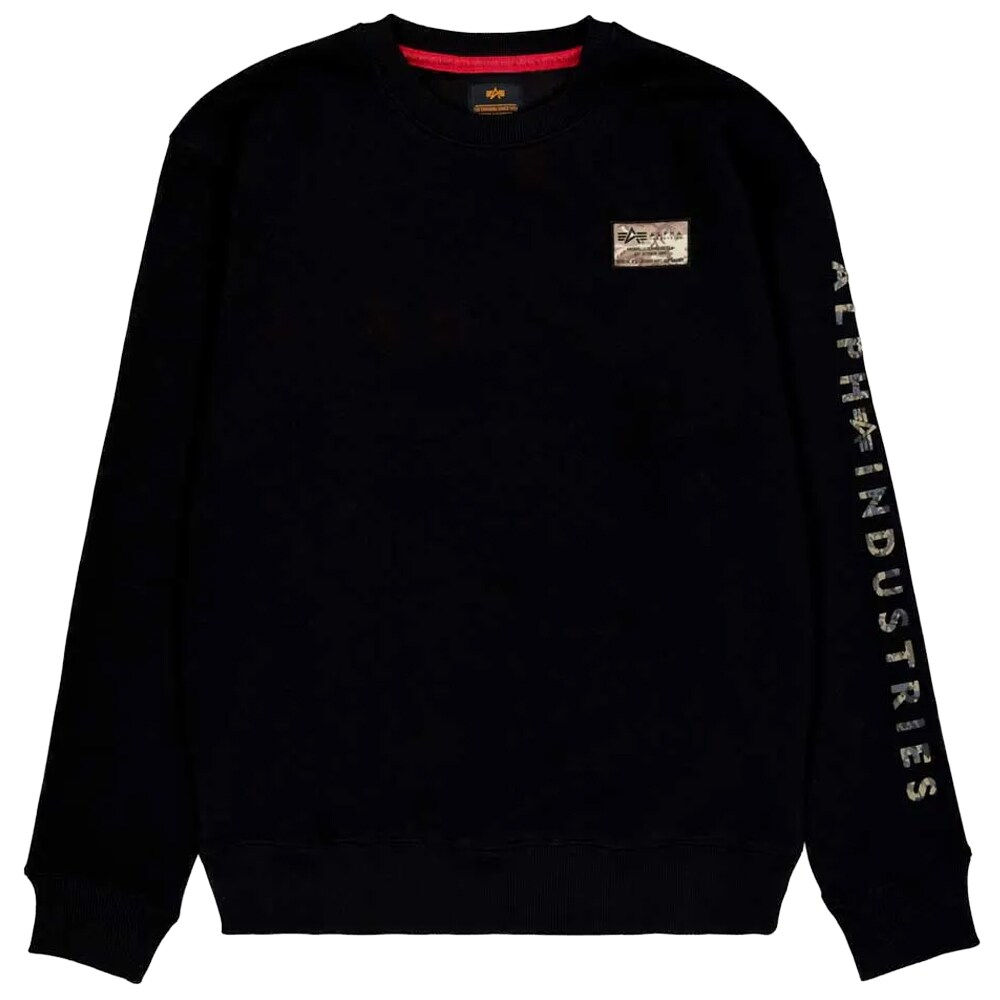 Mikina bez kapuce Alpha Industries Camo Sleeve Crewneck černá S