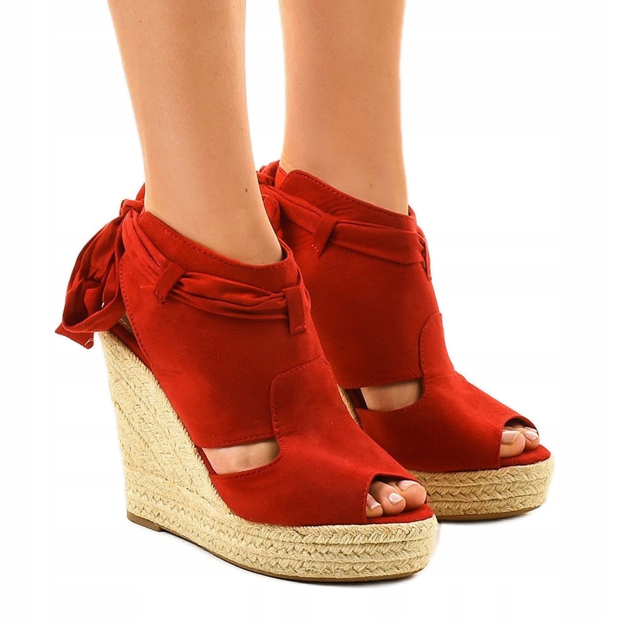 

Czerwone espadryle sandały na koturnie r.39