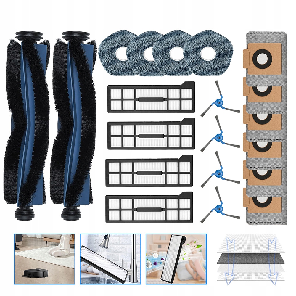 22szt Zestaw akcesoriów robota odkurzającego do Eufy X10 Pro Omni