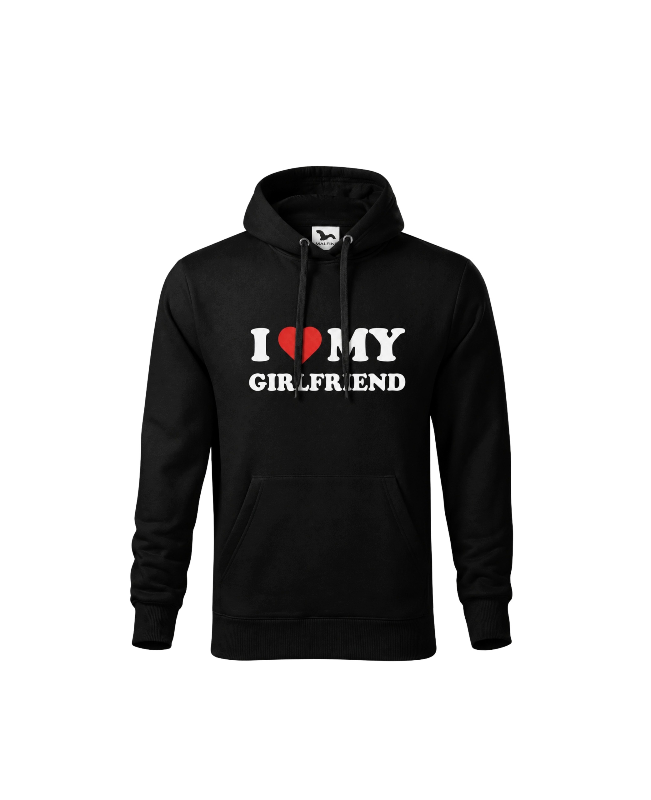 Černá mikina I love my girlfriend, dárek k svátku kluků, M