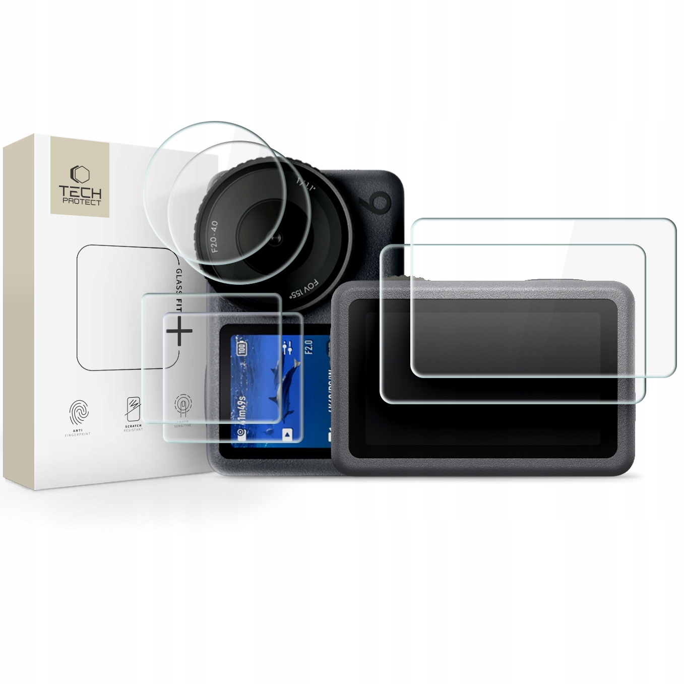 Szkło Hartowane Tech- Protect Glass Fit+ 2- Set Dji Osmo Action 6 Clear