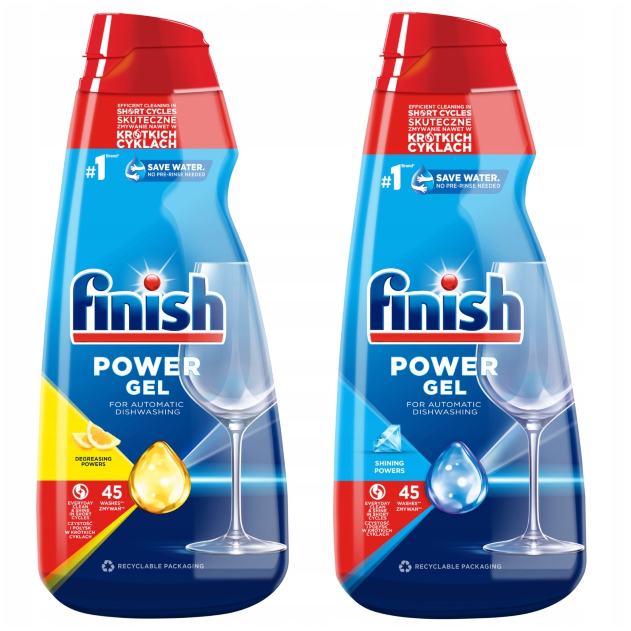 Levně Finish Sada Power Gel Gel na mytí nádobí v myčce Mix 2x 900ml